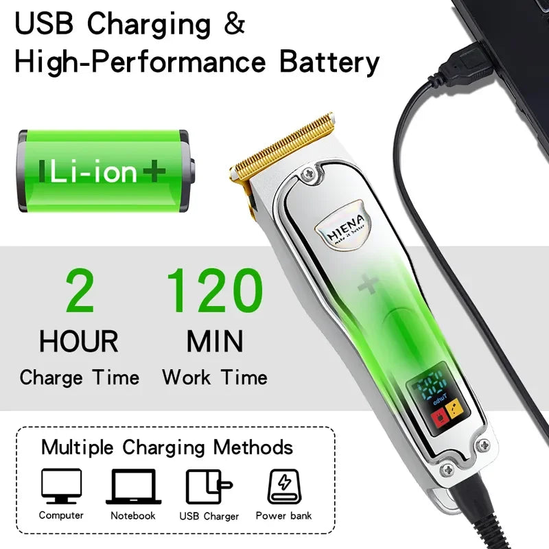 HYN-008 Electric Hair Clipper Professional Hair Cutting Machine Hair Trimmer Cordless USB Rechargeable Men Beard Shaver