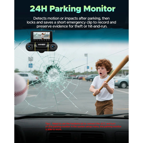 4 Channel Dash Cam Front and Rear inside with 24H Security Parking Monitor, 1080P FHD 360 Degree View 5G Wifi Dash Camera, IR Night Vision Dashcam, G-Sensor, Free 128GB Card