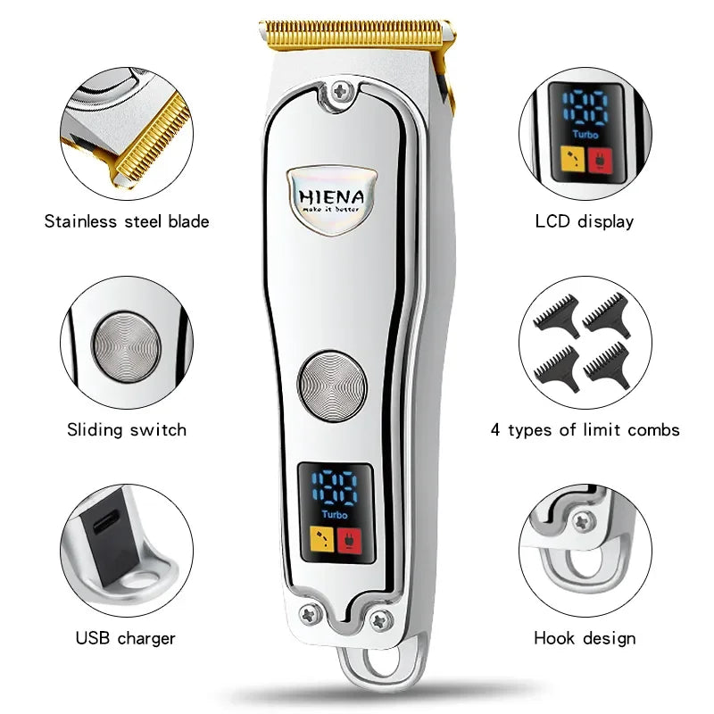 HYN-008 Electric Hair Clipper Professional Hair Cutting Machine Hair Trimmer Cordless USB Rechargeable Men Beard Shaver